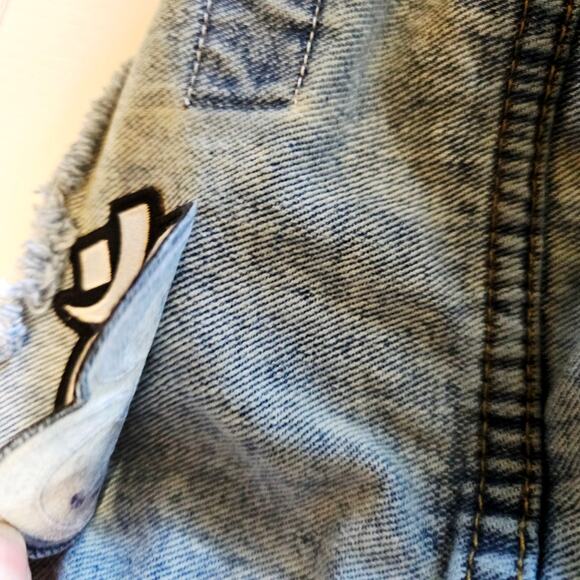 ASOS Retro Denim Jacket Patches Light Blue Space Theme Men's M 3643 - Picture 4 of 11